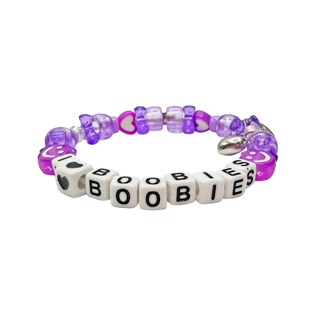 i love boobies!  Kandi Bracelet - Violet Purple