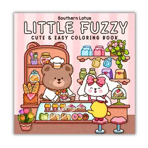 Little Fuzzy: Coloring Book for Adults and Teens with Simple and Cute Drawings of Cozy Corners and Adorable Little Animal Characters for Stress Relief