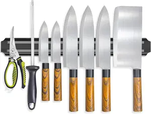 Holder, 15in Stainless Steel Modern Black   Strip for Wall,    Rack, Securely Hang  on Multipurpose Tool Holder