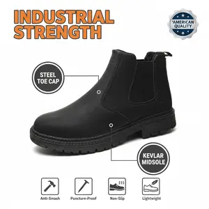 Anti-Slip Smash-proof Splash-proof Puncture-Resistant Unisex Work Boots Warehouse Mechanic Safety Shoe Waterproof Non-Slip Durable Comfortable Fit for All-Weather Tough Conditions Ultimate Industrial Protection Fatigue Relief