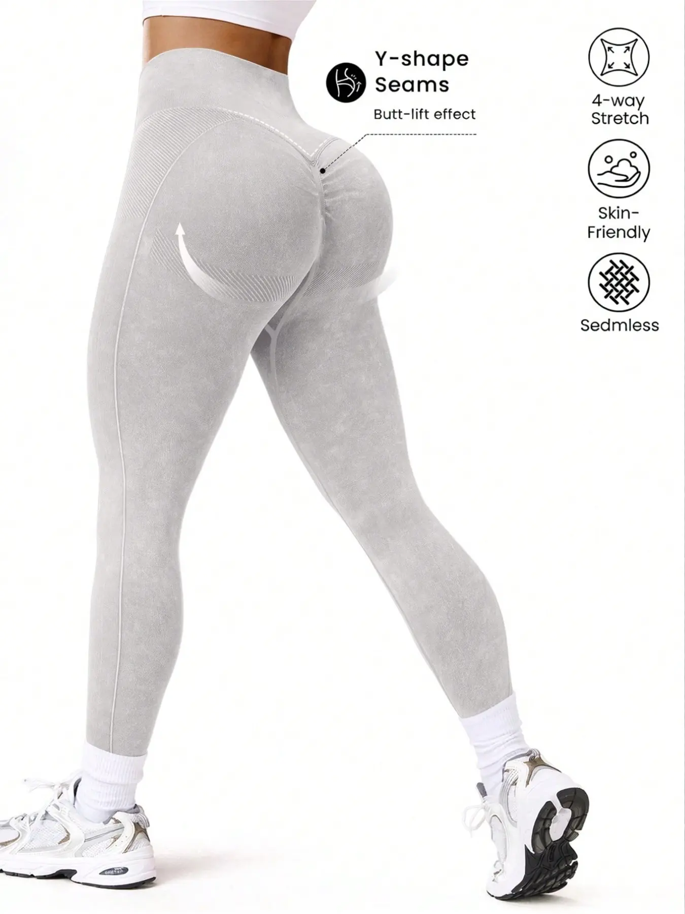 Women's Solid Color High Waist Seamless Skinny Scrunch Sports Leggings, High Waisted Sportswear, High Stretch Breathable Butt Lifting for Yoga Gym Workout Running, Ladies Sportswear for Indoor Outdoor Wear