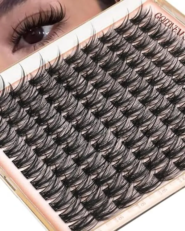 Goddvenus Wispy Lash Clusters 12-14-16mm Eyelash Clusters Set C Curl Pestañas Postizas Naturales Fluffy Natural Lash Clusters for Effortless Eyelash Extensions Individual Lashes DIY False Eyelashes