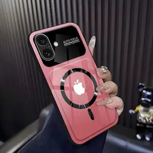 Luxury Marble Tempered Glass MagSafe Case with Lens Guard and Shockproof Armor Frame for [iPhone 16] 952