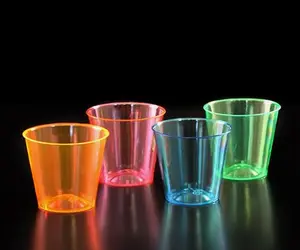 BarConic® 1 oz Neon Disposable Reusable Shot Glasses - Assorted Beverage Drinkware