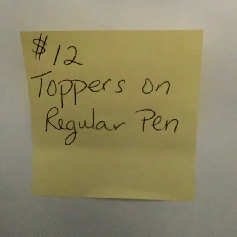 $12 pen with topper