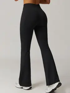 High Waisted Butt Lifting Yoga Pants with Pockets for Women, Flared Fit for Cycling Running and Fitness Exercise, Stylish Athletic Wear, High Waisted Leggings, Solid Flare Leggings