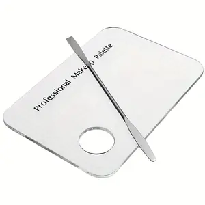 Professional Eyeshadow Tool Makeup Tool for Women, 2 Counts/set Clear Makeup Mixing Palette Tray with Stainless Steel Mixing Stick, Durable Acrylic Cosmetic Tools Set, Eye Makeup Accessories, Valentine's Day Gift