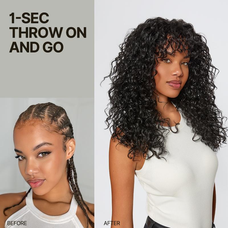 [Blend] Frodio Veralux™ Blend Human Hair Curly Wig With Bangs- Effortless Shaggy Waves Big Hair Curly Hair Wig Ready To Wear TikTokShopBlackFriday