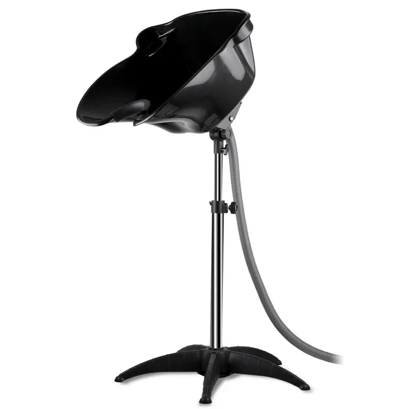 Portable Salon Shampoo Bowl - Adjustable Height & Angle Adjustment Plastic Sturdy Bathroom Wash Tub with 1.5m Drain Pipe, 19.68" L x 19.29" W x 9" H Deep Standing Sink for Home Salon Styling