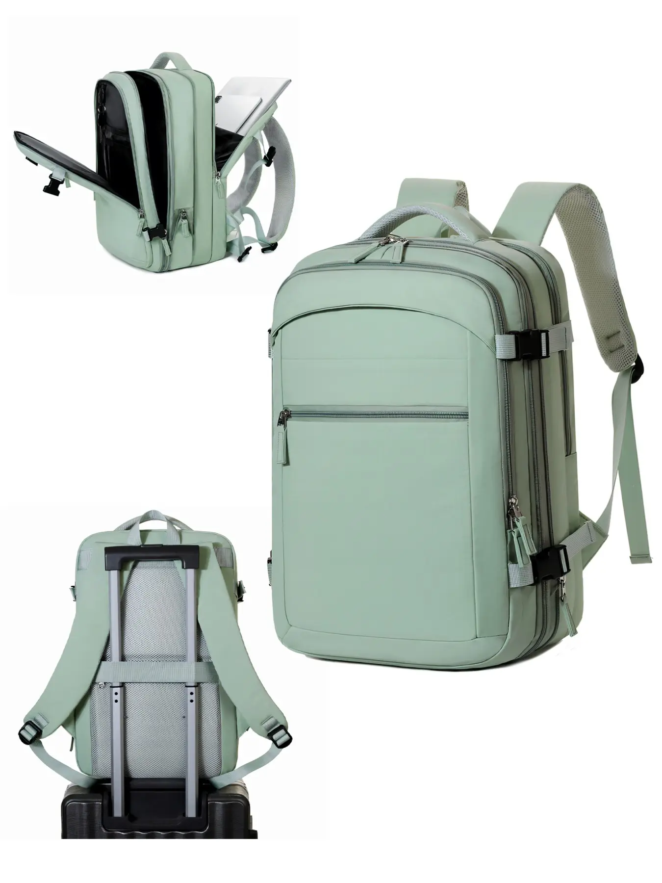 45L Expandable Travel Zip Backpack, Vacuum Compression with Electric Pump, Shoe & Laptop Compartments, USB Port