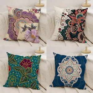 Indonesia B-Batik design Pillow Case Double-Sided Printed Soft Short Plush Sofa Cushion Covers | Polyester & Breathable, Invisible Zipper, Mite-Resistant, Durable | Ideal for Sofa, Bedroom, Car & Kids Gift
