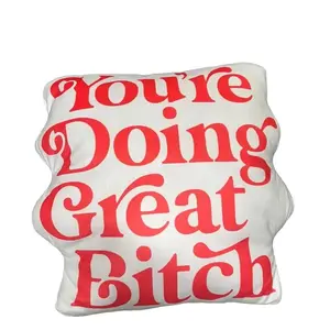 Tsunami Motivation Pillow - Red Text Design with "You're Doing Great" Message, Soft and Comfortable Material Swing Lounge Cushions