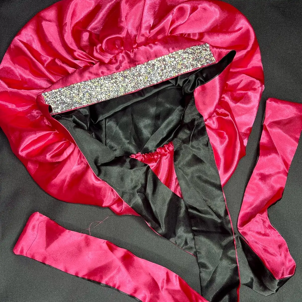 Rhinestone Bonnets with Tie Rhinestone Bonnets with Tie