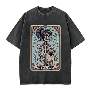 Pug Shirt,  Pug Mom Tarot Card T-shirt, Pug Gift, Halloween Dog Shirt, Skeleton Pug Mom Tee, Gift for Pug Lover