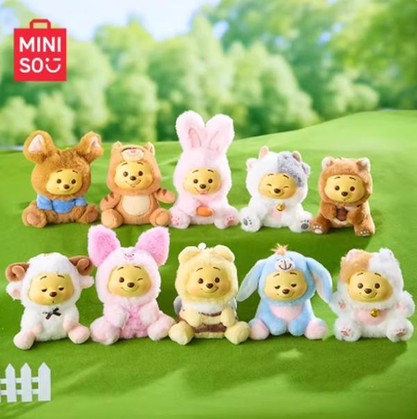 【New Year】MINISO Disney Winnie the Pooh Series Naughty Party Vinyl Plush Blind Box Keychain Doll, Cute Design, Exquisite Craftsmanship