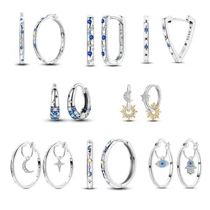 MULA Mystical Starry Sky & Religious Symbol Earrings with Zirconia | Moon, Star, Evil Eye & Hamsa Hand Designs | silver-plated & White Gold Plated | Perfect Gift for Her