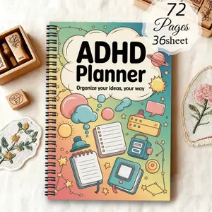 1 ADHD Planner Notebook | Travel Journal, Work Planner, Self-Care Planner, To-Do List Notebook, Focus Enhancement for Neurodiverse Individuals, Astronomy and Productivity Design, Undated, Spiral Bound