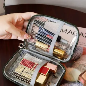 Portable Makeup Bag, Transparent Mesh Mini Wallet, Compact Cosmetic Sample Organizer, On-The-Go Touch-Up Pouch, Travel-Friendly Design, Cosmetic Bags