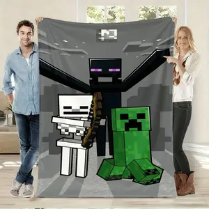 Minecraft Monster Collection Pixel Print Flannel Blanket, Soft Comfortable Fabric, Perfect Gift for Boys Girls Men Women, Home Decor & Warmth
