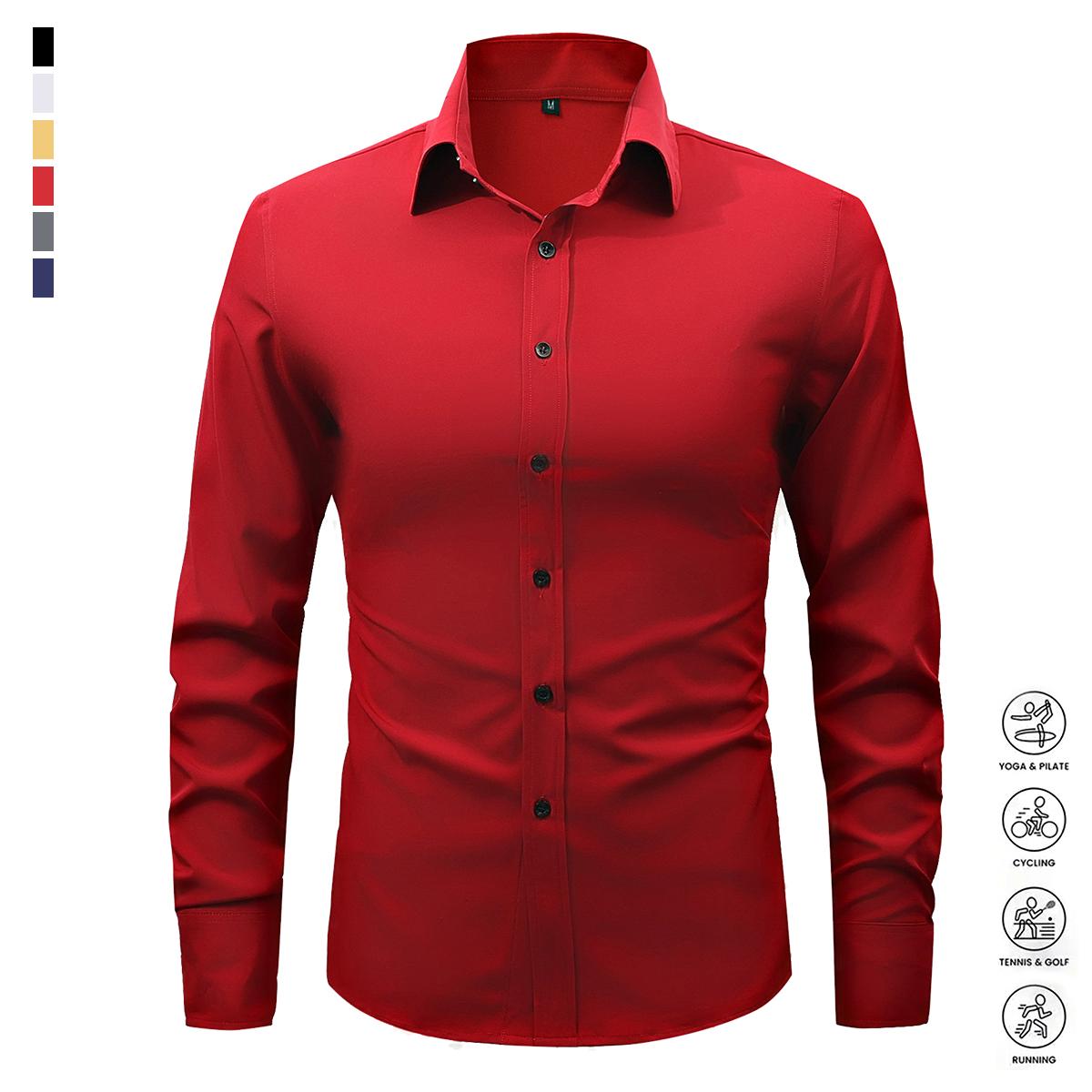 3-Pack Men's Fashion Shirts, Spring and Autumn Casual Breathable Long Sleeve Button Top