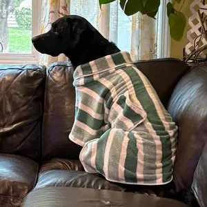 Quick-Dry Dog Bathrobe, 1 Count Striped Super-Absorbent Pet Robe with Adjustable Waistband, Ultra-Soft Fabric Morning Wear, Supplies