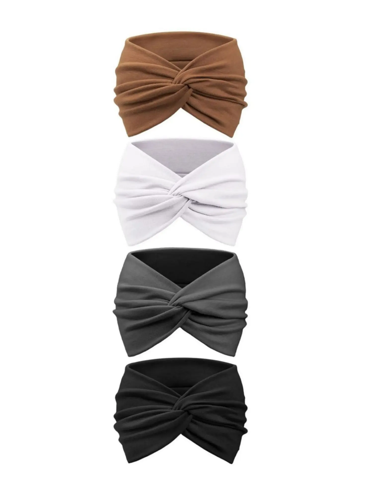Unisex 4-Pack Wide Headbands - Soft, Vintage-Inspired Bohemian Turban Hair Accessories with Knotted Design, Comfortable for Yoga, Sports, Workout Hairband, Everyday Wear, Stretchy Headbands, Fashion Headbands, Boho Headbands