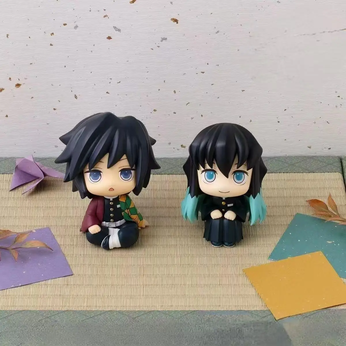 Premium Demon Slayer: Kimetsu no Yaiba Chibi Figure Tomioka Giyu & Muichiro Tokito | Anime Peripheral Desktop Ornament | Kids Toy Birthday Holiday Gift