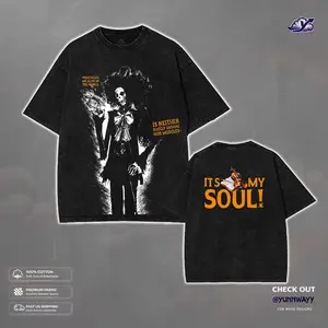Brook Soul King Dark Horror Graphic Anime Washed Tee, Vintage One Piece Y2K T-shirt, Retro Streetwear Aesthetic Cotton Shirts, Gift for One piece Anime Fans Horror Merch