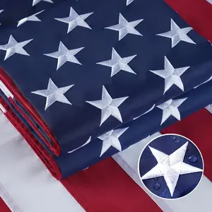 4x6 FT Outdoor Embroidered American USA Flag Made in Luxury Embroidered Star US