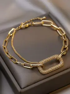 Elegant Geometric Aqua Crystal Inlaid Chain Bracelet, Dainty Crystal Bracelet, Fashionable Jewelry for Women, Trendy All-match & Exquisite Jewelry for Birthday Gift