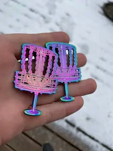 Rainbow Basket Disc Golf Pin - Enamel - Anodized