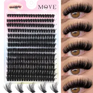 14 Row Independent False Eyelash Set, D Curl Wide Stem, 8-16mm DIY Lash Kit, Reusable Single Clusters, Perfect for Weddings & Parties