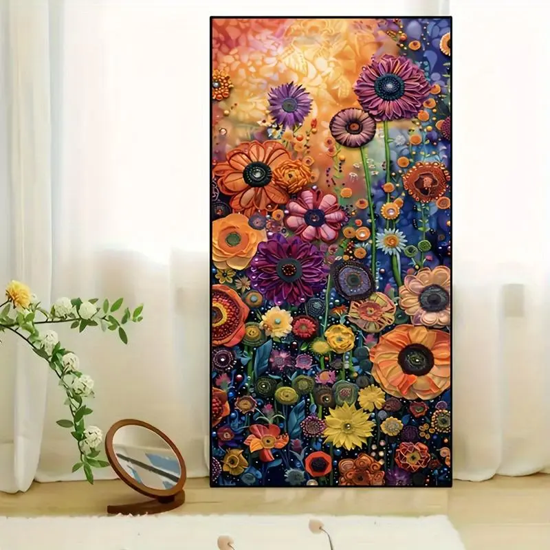 Flower Pattern DIY Diamond Arts Colorful Painting Kit without Frame, DIY 5D Diamond Arts Colorful Painting Kit, Wall Art Decor for Home Living Room Bedroom, Diamond Painting Kits