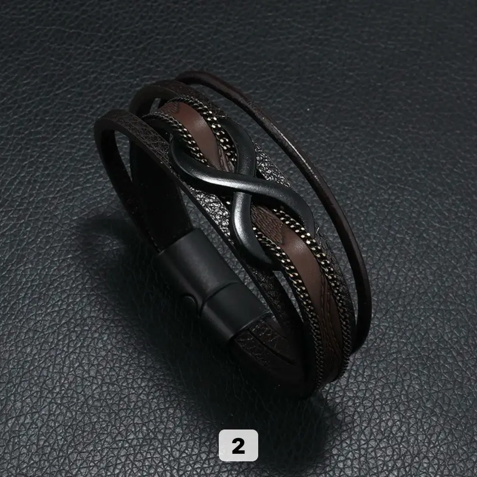 #Vintage Braided Rope Leather Bracelet Set, 4 Counts/set Black Beaded Bracelet & Link Matching Summer Bracelet, Boho Adjustable Leather Jewelry for Summer Party, Daily, Punk Accessories for Boy, Men, Back To School Gift