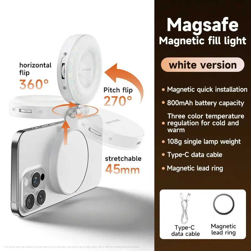 Multi Functional Magnetic Beauty Fill Light Live Streaming/Selfie/Makeup/Still Life Shooting Flip Dimming+Makeup Mirror NONE