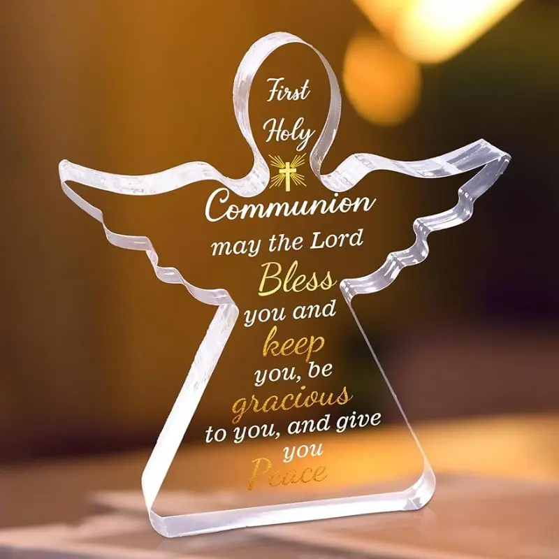 Baptismal Gift for Her, First Communion Souvenir, Guardian Angel Bath Gift, Religious Keepsake, Special Occasion Present, Acrylic Plaque Sign, Acrylic Plaque Decor, Decorative Plaque