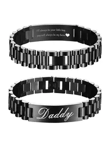 Men's Stainless Steel Link Bracelet, Magnetic Bracelet for Men, Fashion Adjustable Jewelry for Party, Daily Clothing Decor, Trendy All-match & Exquisite Jewelry for Daddy Birthday Gift