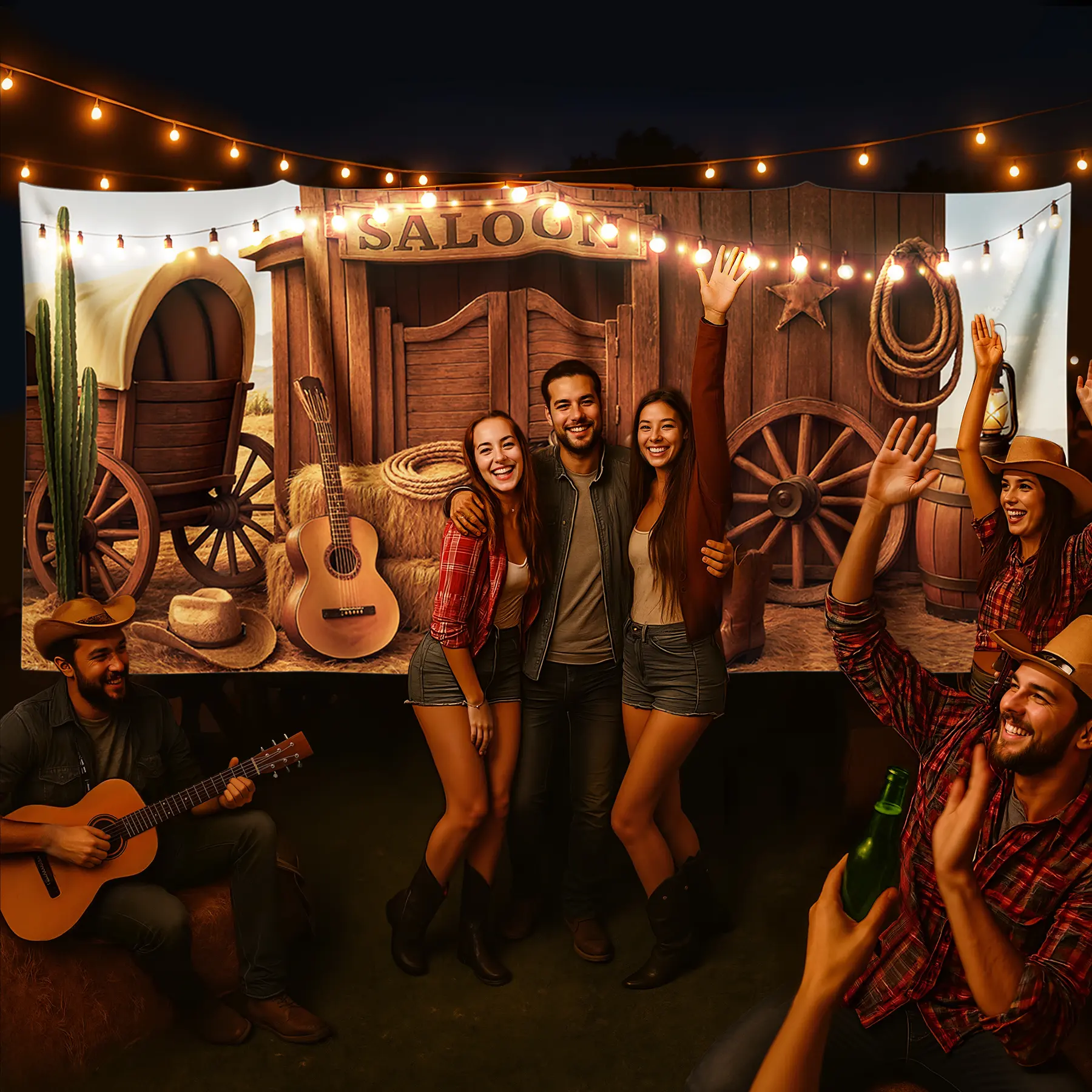 13 x 6 ft Western Party Backdrop Western Cowboy Party Decoration Wild West Decor Wooden House Barn Photo Background for Birthday Wedding Supply summerwins
