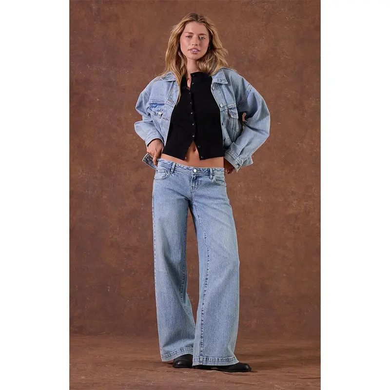 Pacsun Women's Kaia Ultimate Low Rise Baggy Jeans Stretch Light Blue