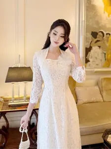 White Lace Design Ao Dai  A42 | Ao Dai for Women| Lunar New Year | Ao Dai Viet Nam