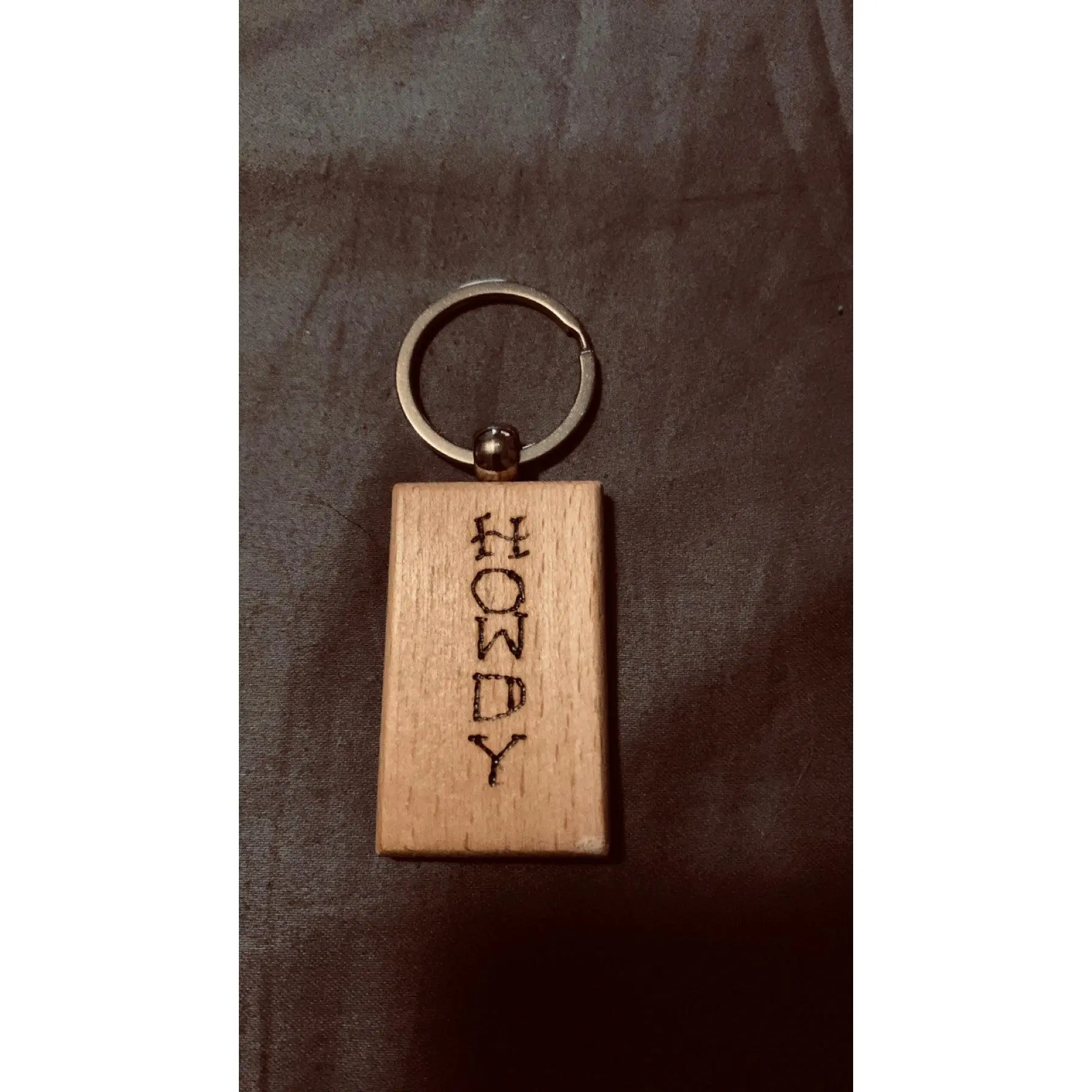 HOWDY Wood Burned Key Chain
