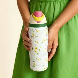 Daisy Pattern Insulated Stainless Steel Water Bottle, Vacuum Flask, 24oz/32oz/40oz, Dual-Layered, Sports Cup, Travel Mug, Straw Design, Stainless Tumbler, Gift for Sport School Gym