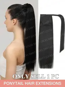 Human Hair Ponytail Extension 14-22 Inches Long Straight Magic Wrap Around Ponytail 40g-60g, Real Human Hair, Easy to Use, Natural Look