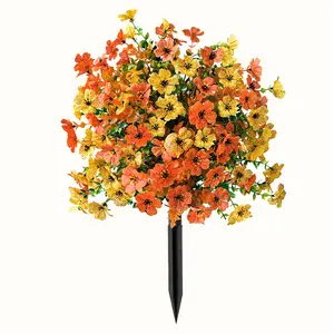 Artificial Garden Stake with Realistic Flowers UV Resistant Windproof Durable Spike Low Maintenance Outdoor Decor Easy Install for Porch Patio Garden Decoration