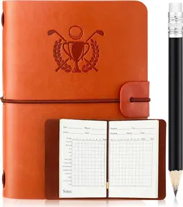 Golf Scorecard Book with Pencil Leather Golf Journal Scorecard Holder Accessories Notebook Log Book Pocket Scorebook Gifts for Men Golfers, Sports and Outdoor Club Accessories