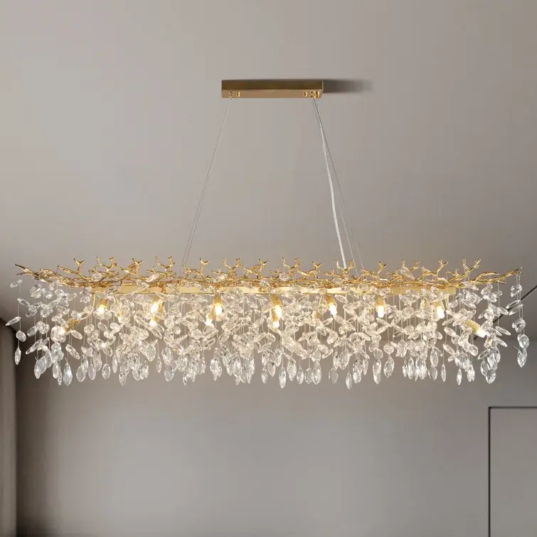 60in Modern Square / Rectangle Crystal Chandeliers for Dining Room, Kitchen Island