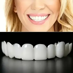 2 Pieces Unisex Dental Veneers - Comfortable and Fit - White Upper and Lower Denture Veneers - Create a Confident Smile - Suitable for Daily Use