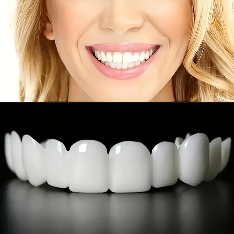 2 Pieces Unisex Comfortable Dental Veneers White Upper and Lower Denture Veneers for Daily Use Create Confident Smile