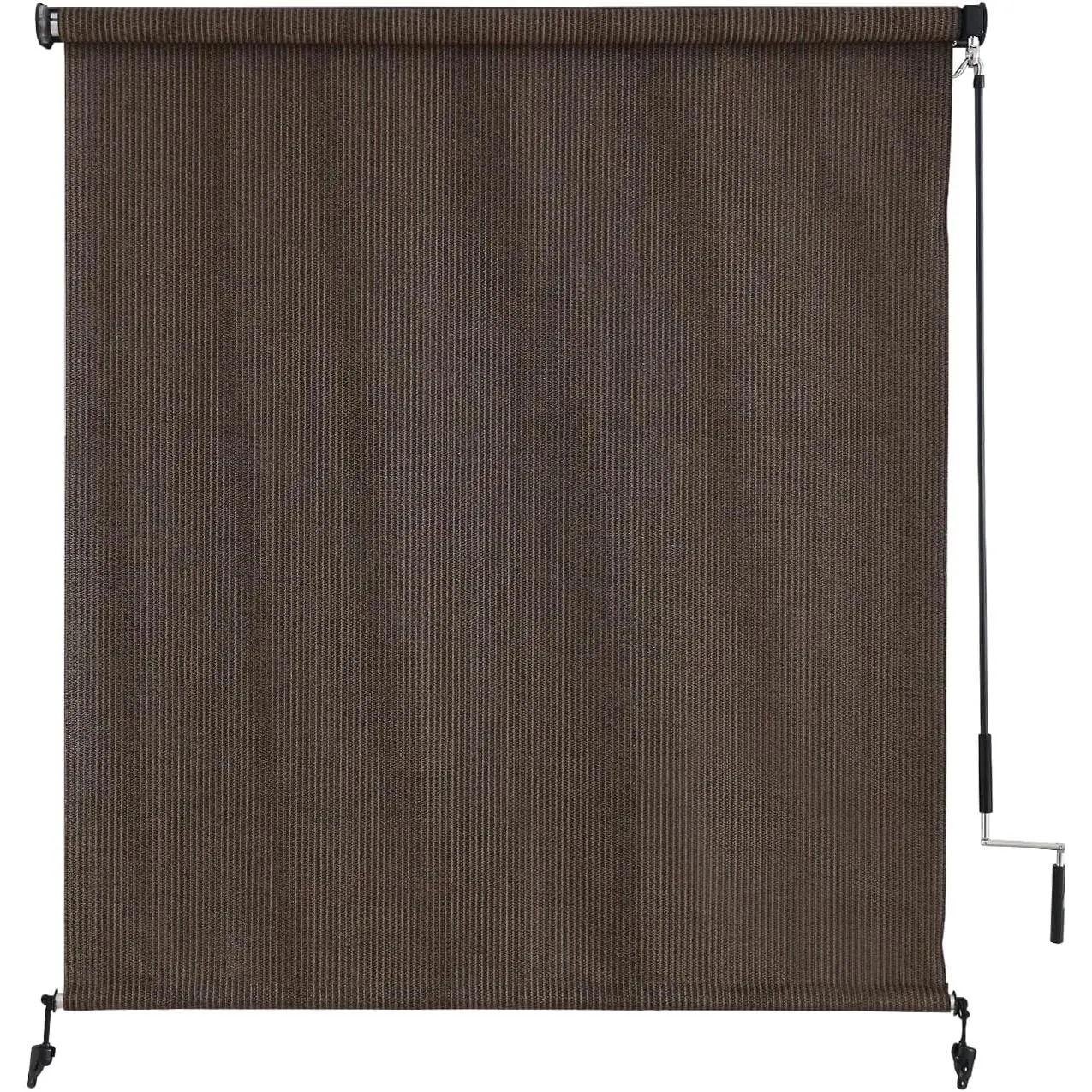 Cordless Garden Roller Shades - Weather-Resistant Modern Synthetic Cloth, Outside Mount, Superior Sun Protection, 2 Poles, 1 Fabric, Mocha, 72" W x 72" H, Car Exterior Accessory for Porch, Pergola