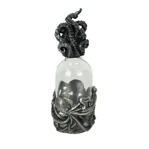 6.25in Silver Octopus Perfume Bottle - Resin & Glass for Vintage Glam